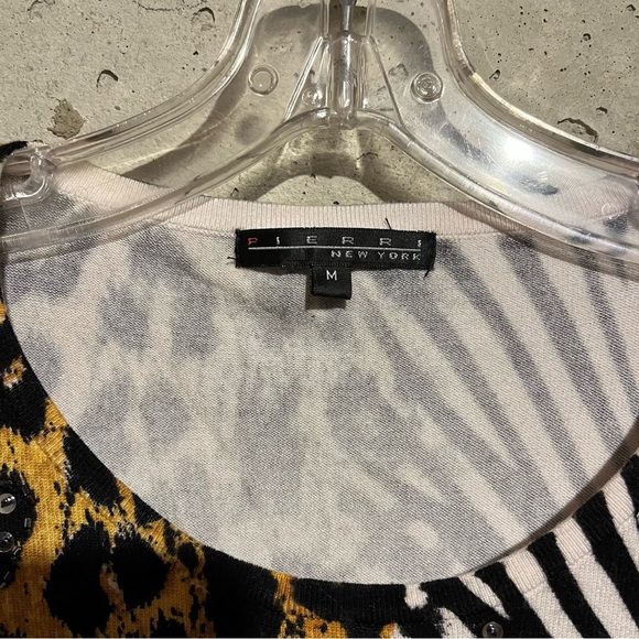 Pierri New York Sweater Women's Size M Zebra Cheetah Animal Print Long Sleeve - Picture 3 of 8